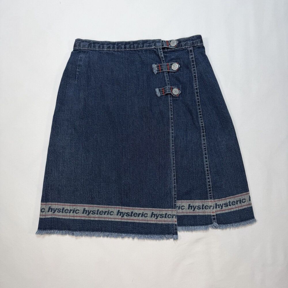 Hysteric Glamour Button Wrap Denim Skirt Frayed Hem Approx 25" Waist Streetwear